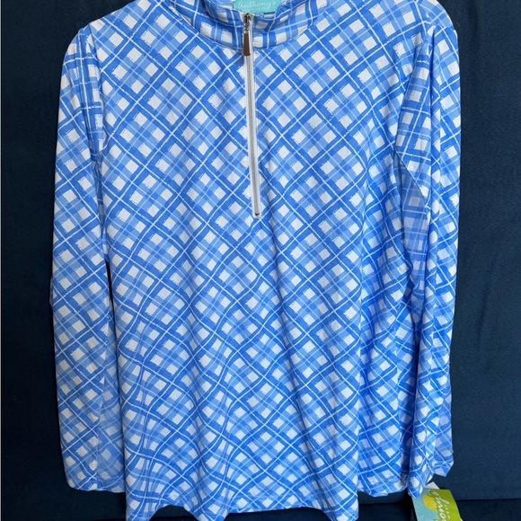 ANTHONY'S RESORT WEAR
Periwinkle Plaid Cooling UPF50+ Quarter Zip Top medium - Picture 5 of 8